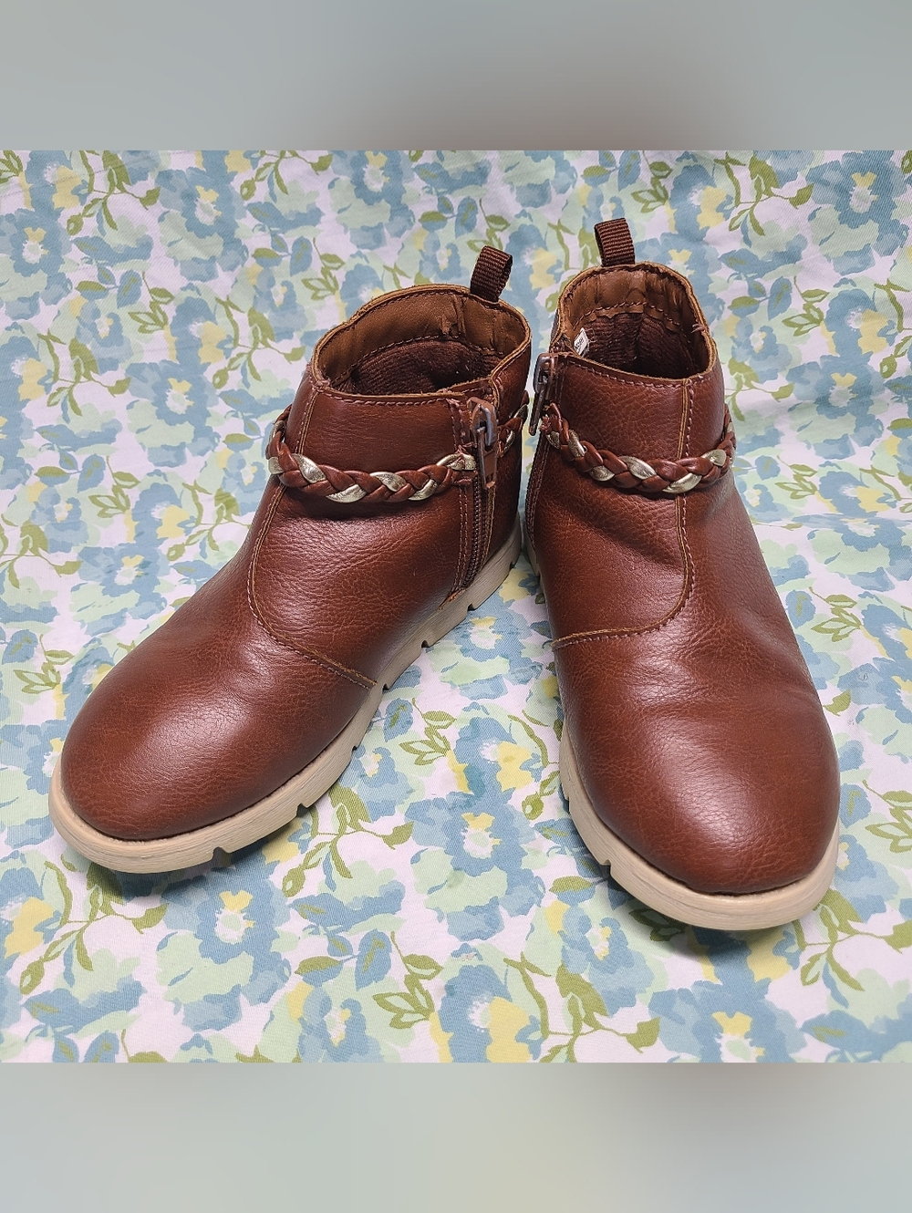OshKosh B'gosh Brown Braided Strap Ankle Boots